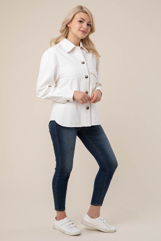 Denim shirt with pocket - Global Village Kailua Boutique