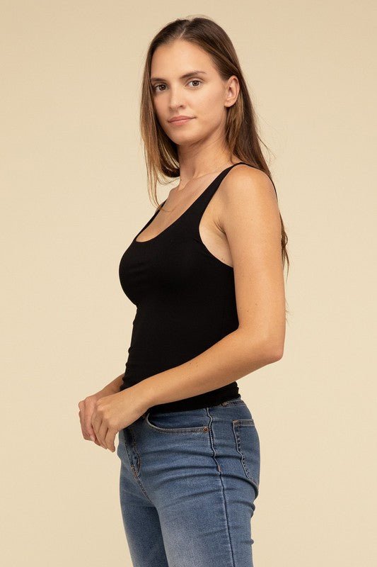 Double Layer Round Neck Tank Top - Global Village Kailua Boutique