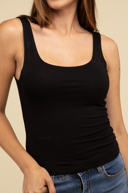 Double Layer Round Neck Tank Top - Global Village Kailua Boutique