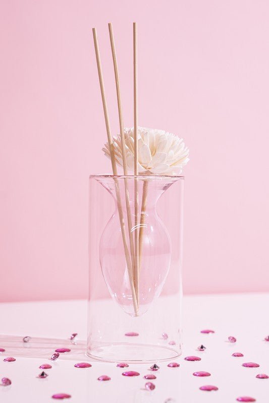Double Layer Transparent Glass Vase - Pink - Global Village Kailua Boutique