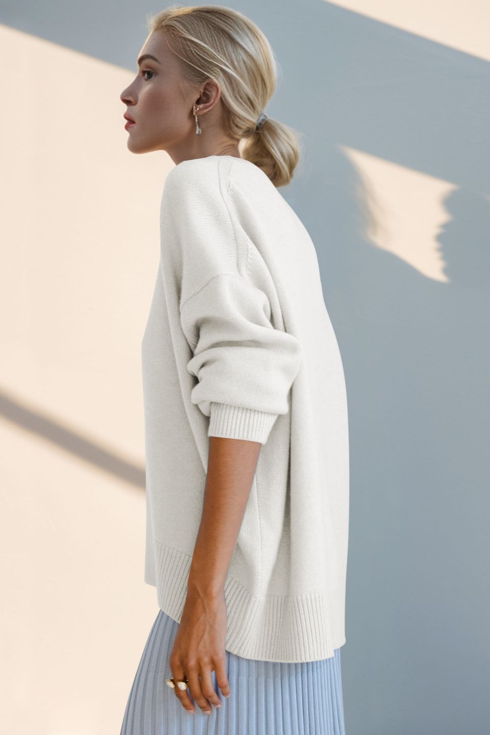 Every Day Round Neck Dropped Shoulder Sweater