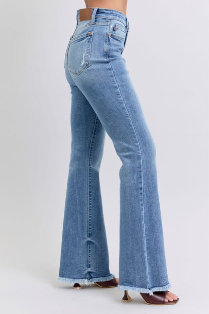 Judy Blue Raw Hem High Rise Bootcut Jeans