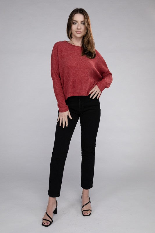 Ribbed Dolman Long Sleeve Sweater - Global Village Kailua Boutique