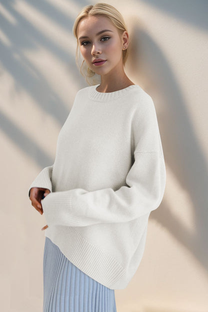 Every Day Round Neck Dropped Shoulder Sweater