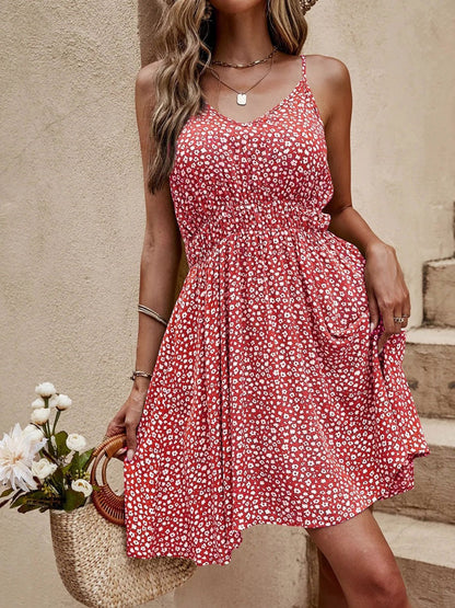 Floral V - Neck Mini Cami Dress - Global Village Kailua Boutique