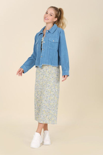 Frayed corduroy jacket - Global Village Kailua Boutique