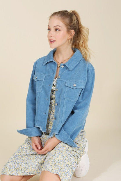 Frayed corduroy jacket - Global Village Kailua Boutique