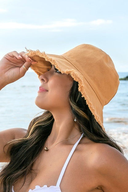 Frayed Edge Canvas Bucket Hat - Global Village Kailua Boutique