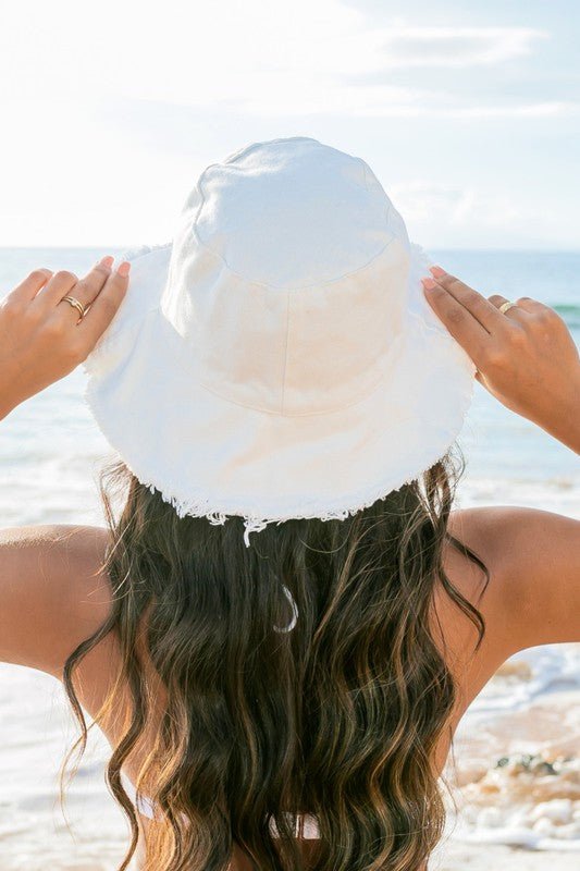 Frayed Edge Canvas Bucket Hat - Global Village Kailua Boutique