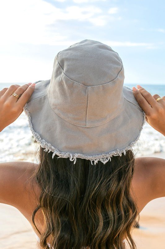 Frayed Edge Canvas Bucket Hat - Global Village Kailua Boutique