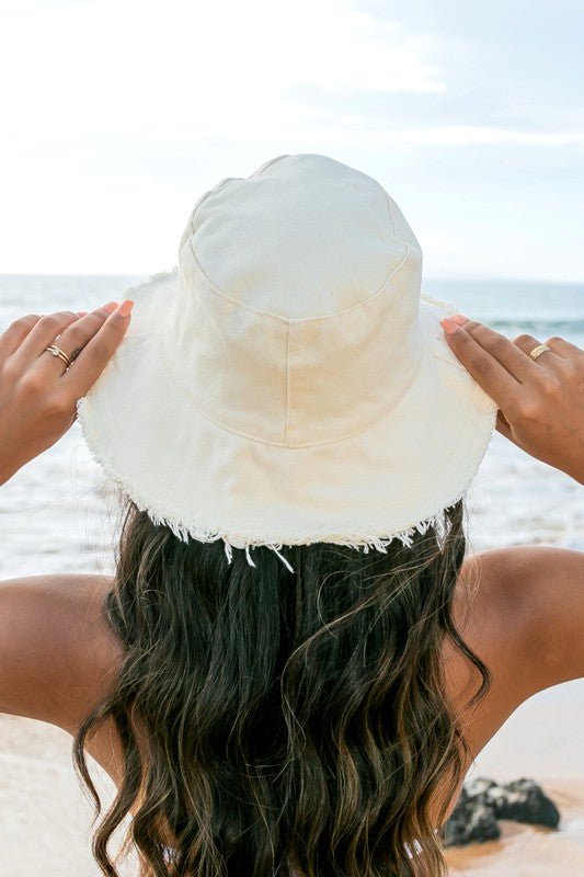 Frayed Edge Canvas Bucket Hat - Global Village Kailua Boutique