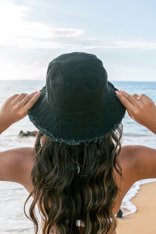 Frayed Edge Canvas Bucket Hat - Global Village Kailua Boutique