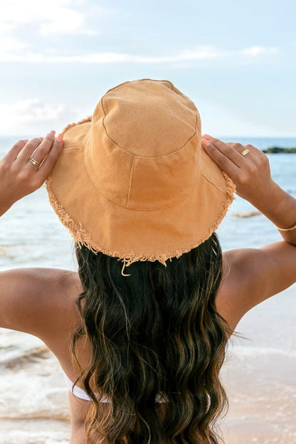 Frayed Edge Canvas Bucket Hat - Global Village Kailua Boutique