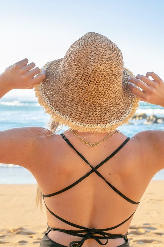 Frayed Edge Straw Bucket Hat - Global Village Kailua Boutique