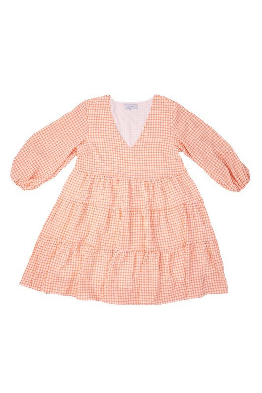 Gingham checked tiered dress - Global Village Kailua Boutique
