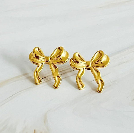 Gold Molten Ribbon Earrings - Global Village Kailua Boutique