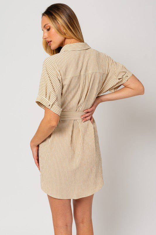 Half Sleeve Button Down Shirt Dress - Global Village Kailua Boutique