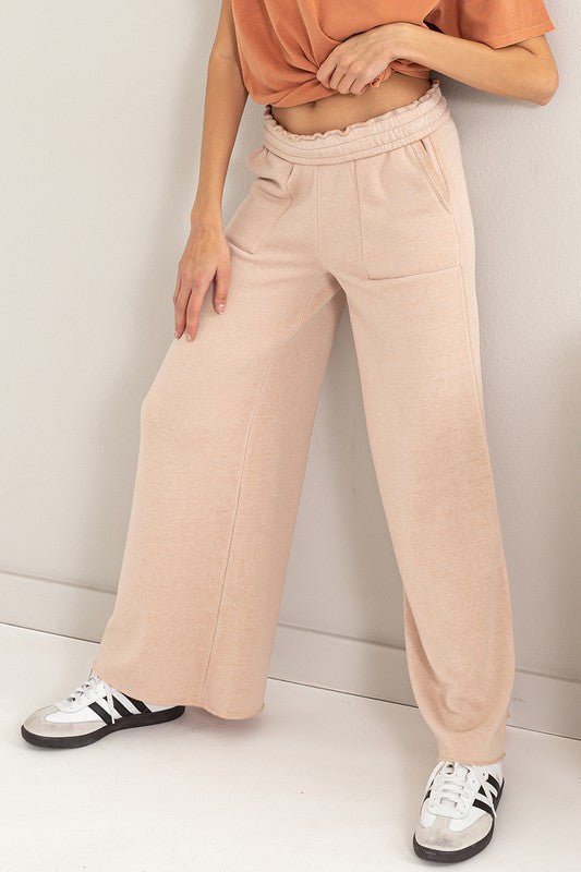 High Rise Wide Leg Drawstring Pants - Global Village Kailua Boutique