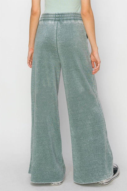 High Rise Wide Leg Drawstring Pants - Global Village Kailua Boutique