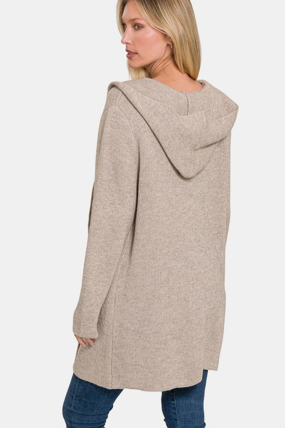 Hooded Open Front Sweater Long Cardigan - Global Village Kailua Boutique