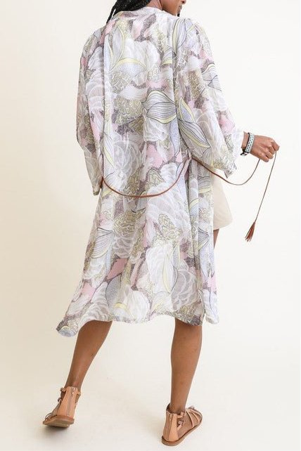 Ikebana Kimono with Suede Tie Belt - Global Village Kailua Boutique