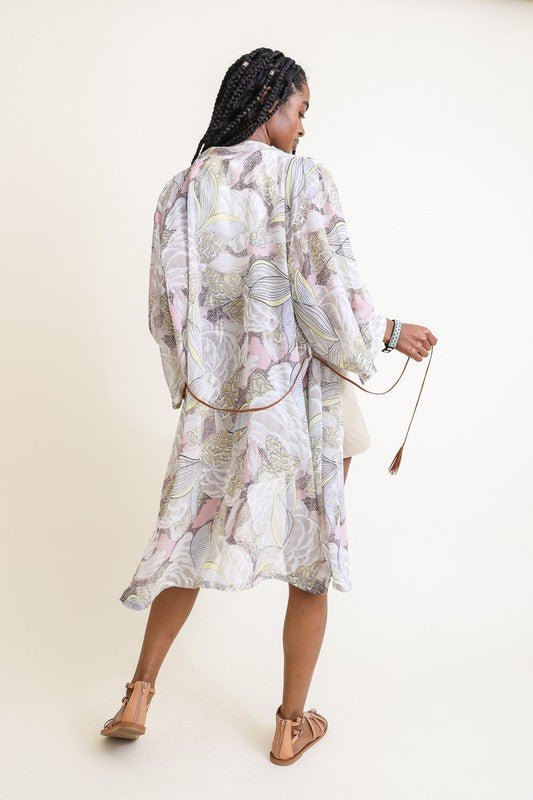 Ikebana Kimono with Suede Tie Belt - Global Village Kailua Boutique