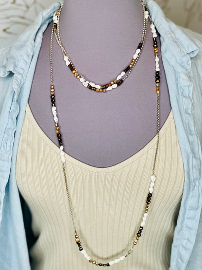 Shell Pearl Wrap Necklace