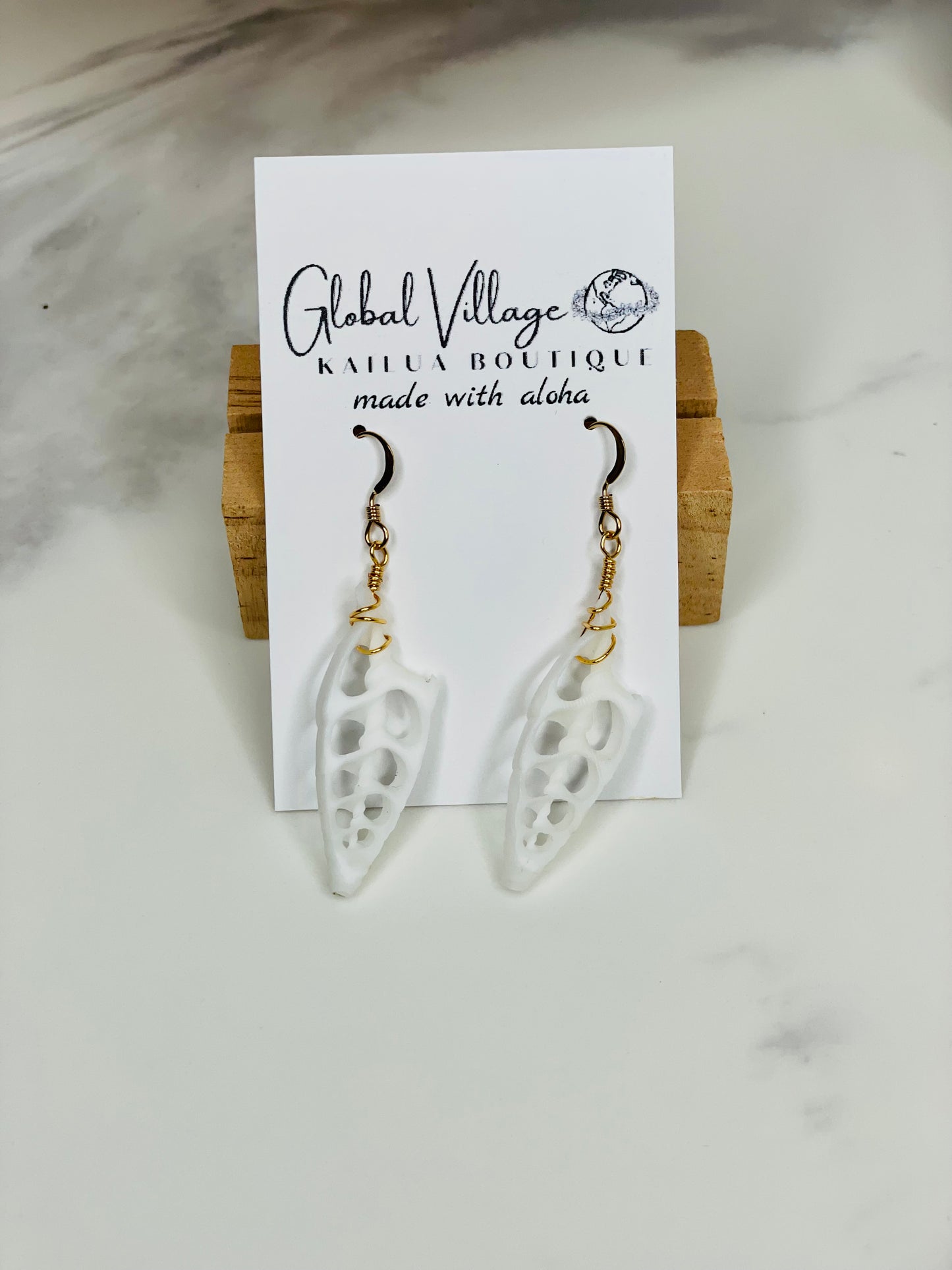 Sliced White Auger Shell Earring