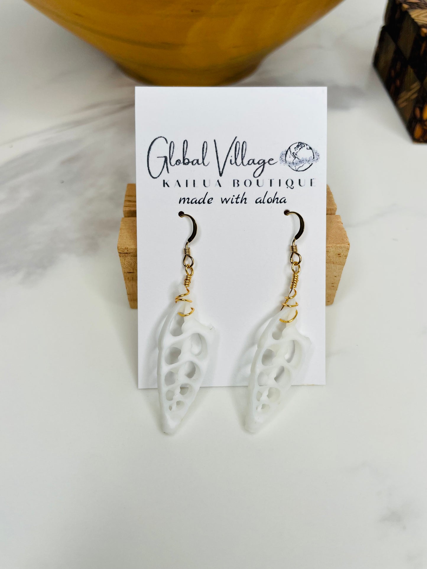 Sliced White Auger Shell Earring