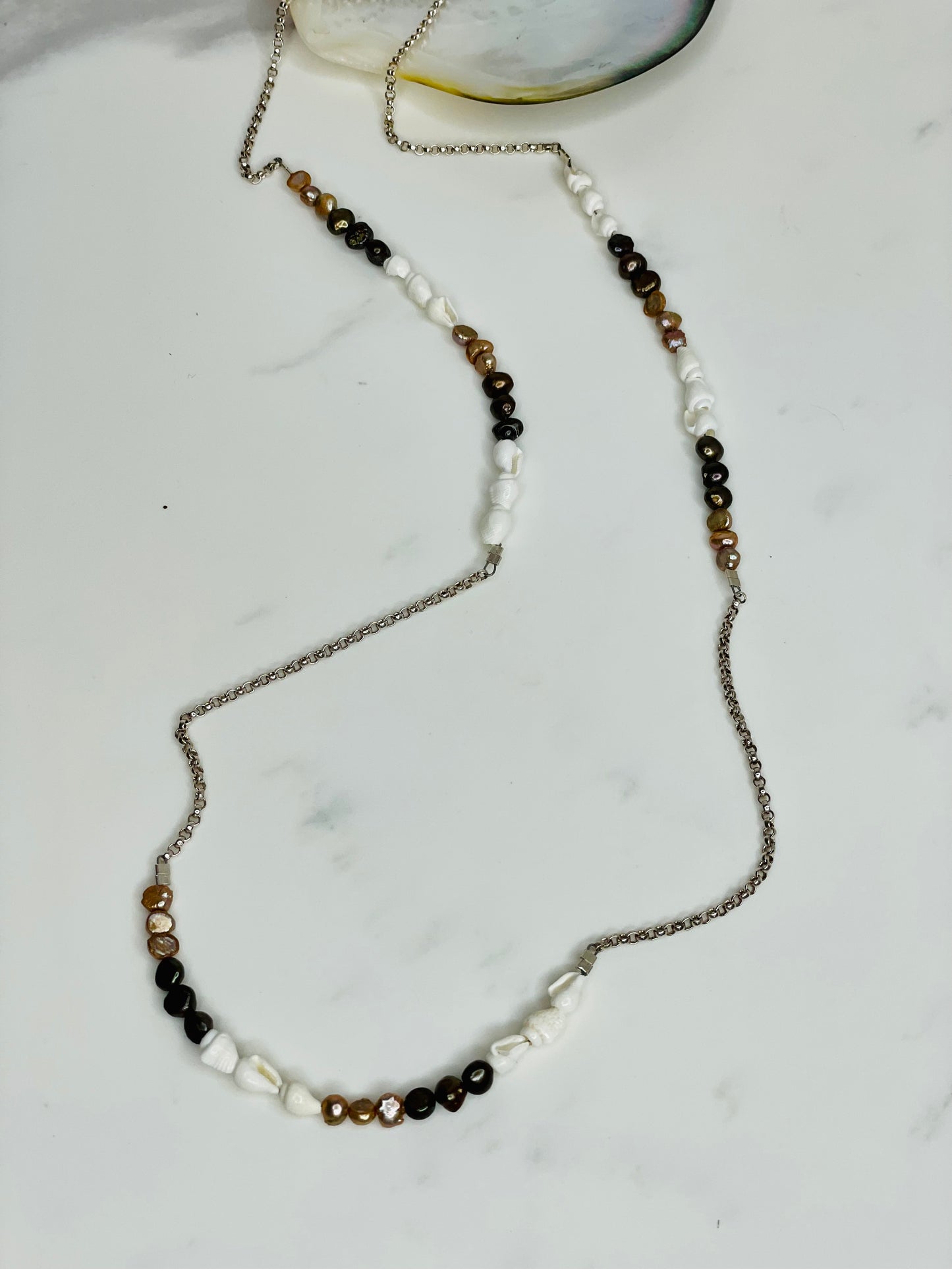 Shell Pearl Wrap Necklace