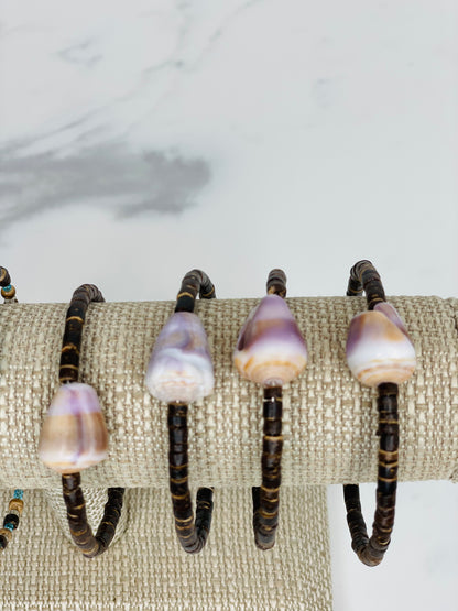 Cuff Bracelet Cone Shell Coconut Beads