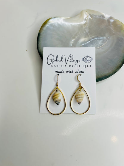 Striped Nassa Shell Drop Earring