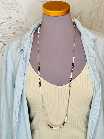 Shell Pearl Wrap Necklace