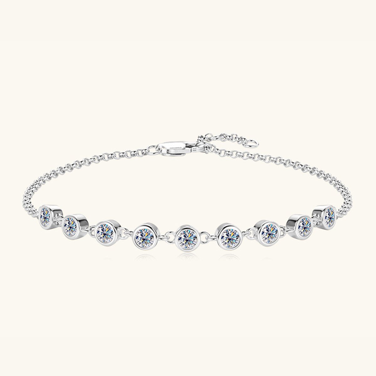 Inlaid Moissanite 925 Sterling Silver Bracelet - Global Village Kailua Boutique