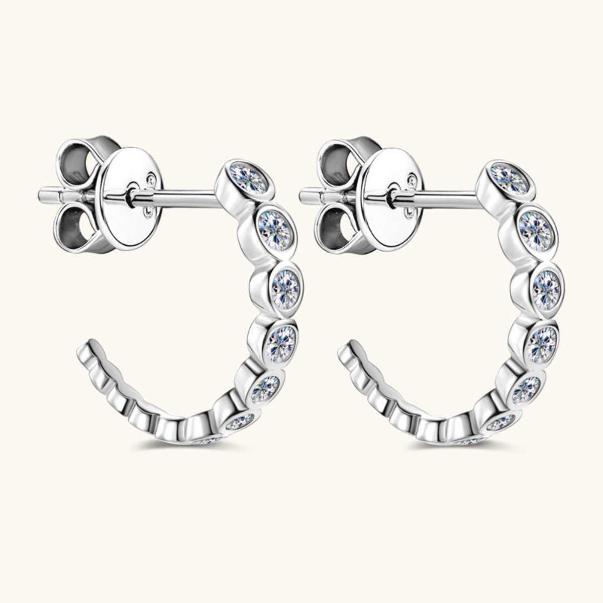 Inlaid Moissanite C - Hoop Earrings - Global Village Kailua Boutique