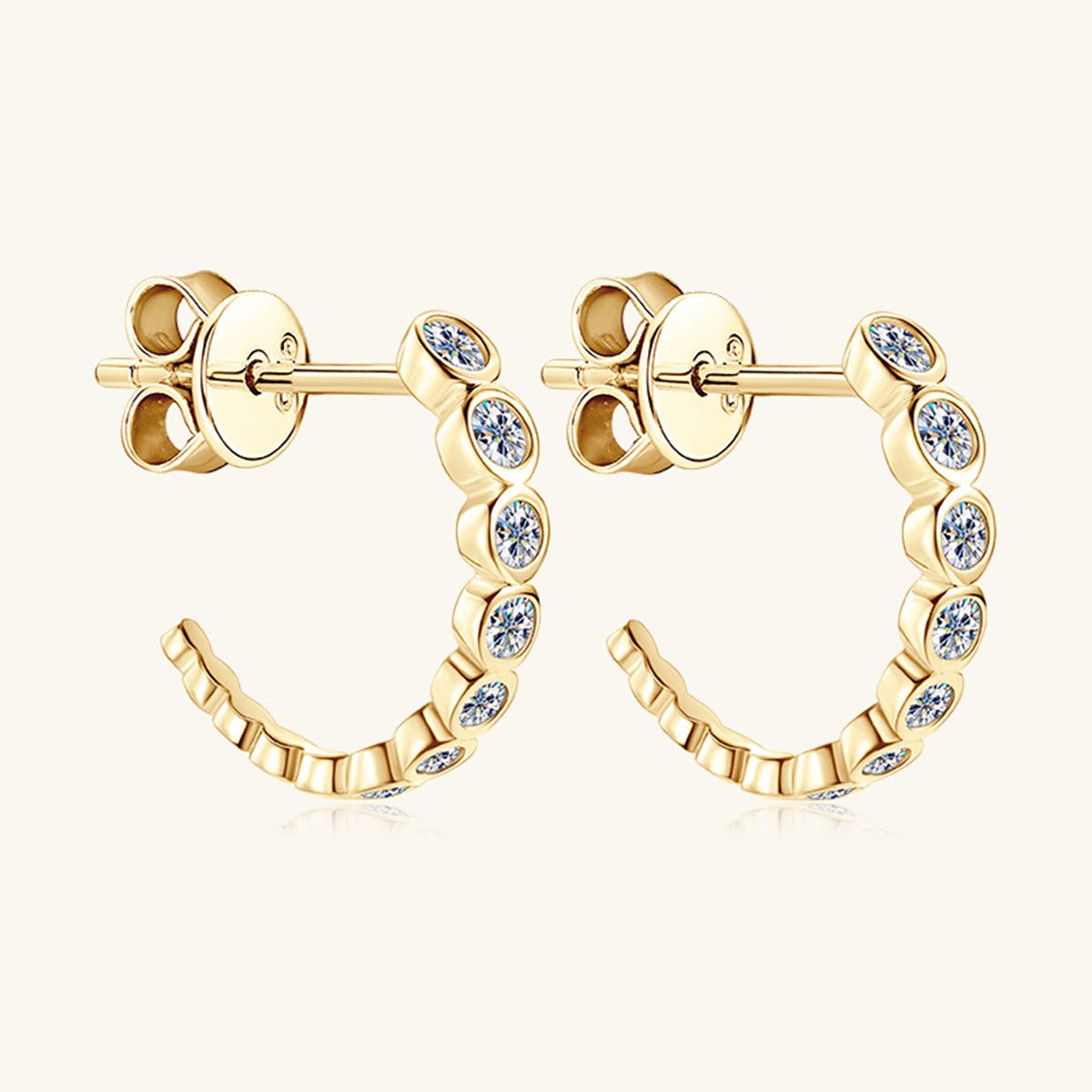 Inlaid Moissanite C - Hoop Earrings - Global Village Kailua Boutique