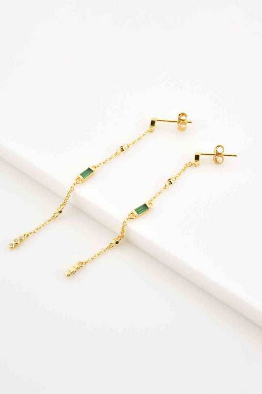 Inlaid Zircon 18K Gold-Plated Earrings - Global Village Kailua Boutique