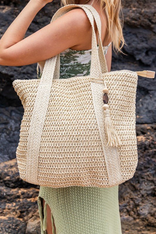 Izola Carry All Tassel Tote Global Village Kailua Boutique
