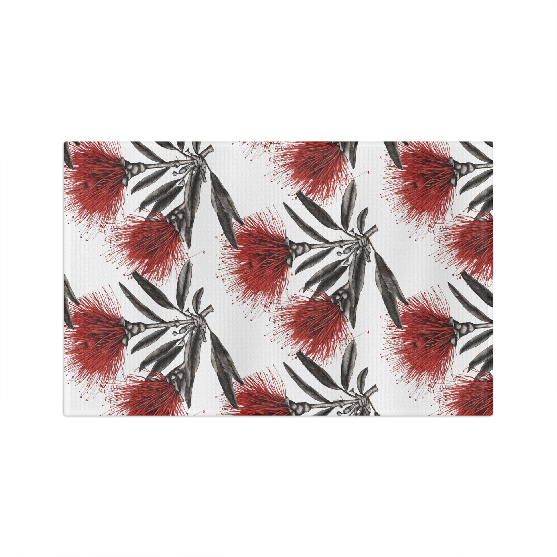 Kitchen Towel Red ʻŌhiʻa Lehua Sketch - Global Village Kailua Boutique