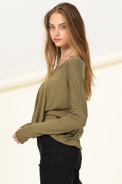 Love Me Right V Neck Loose Fit Top - Global Village Kailua Boutique