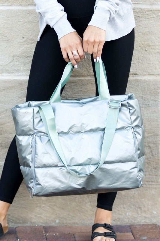 Metallic Puffer Tote - Global Village Kailua Boutique