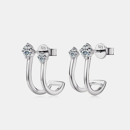 Moissanite 925 Sterling Silver Double C - Hoop Earrings - Global Village Kailua Boutique