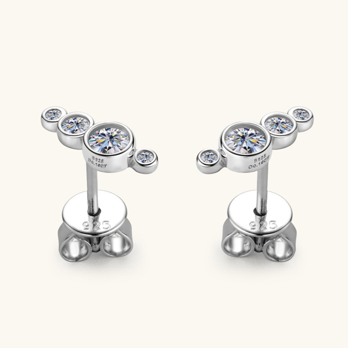 Moissanite 925 Sterling Silver Elongated Stud Earrings - Global Village Kailua Boutique