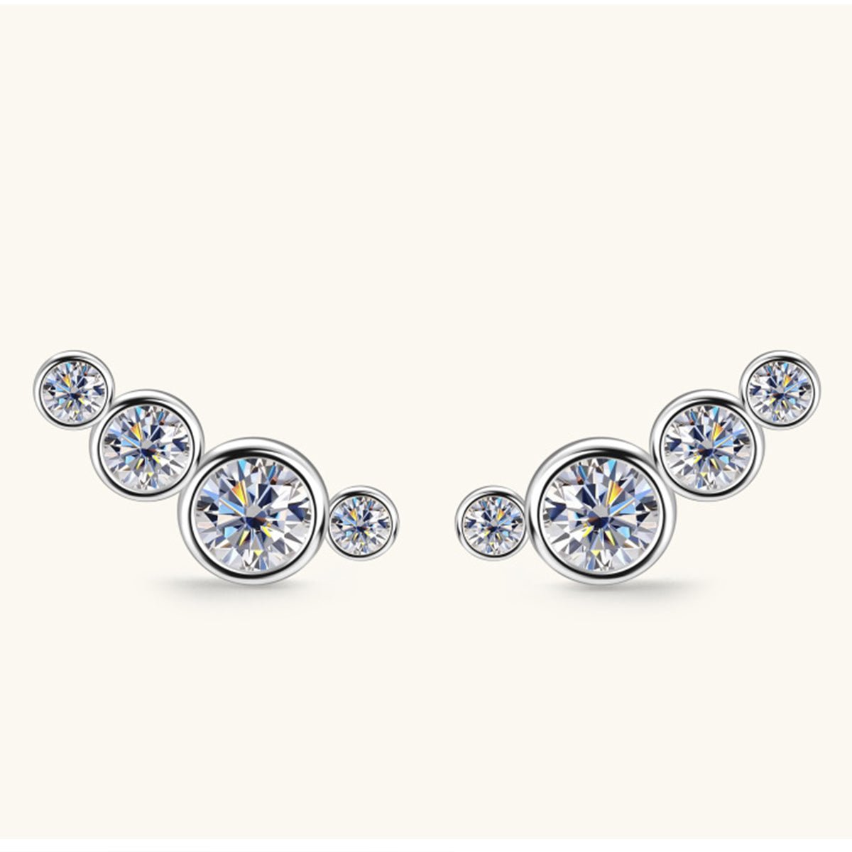 Moissanite 925 Sterling Silver Elongated Stud Earrings - Global Village Kailua Boutique