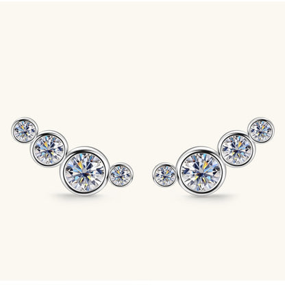 Moissanite 925 Sterling Silver Elongated Stud Earrings - Global Village Kailua Boutique