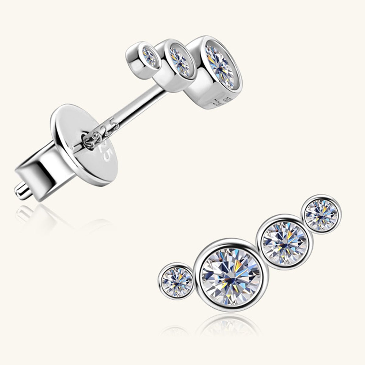 Moissanite 925 Sterling Silver Elongated Stud Earrings - Global Village Kailua Boutique