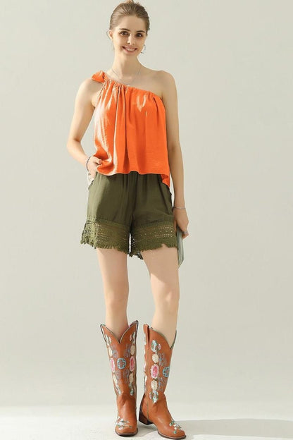 One Shoulder Tie Strap Top - Global Village Kailua Boutique