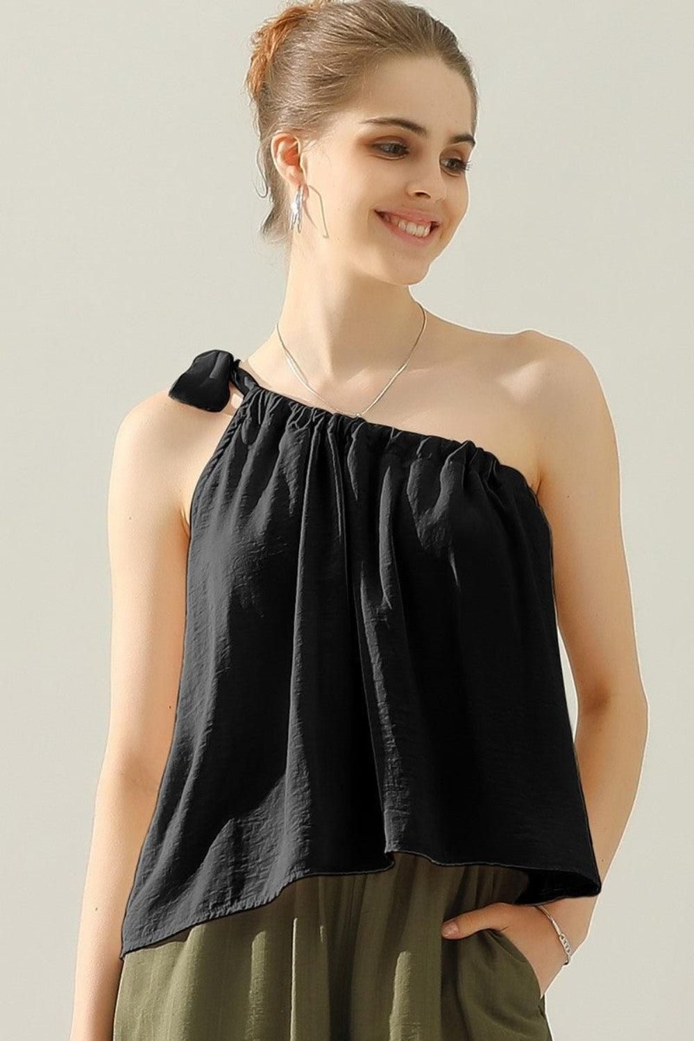 One Shoulder Tie Strap Top - Global Village Kailua Boutique