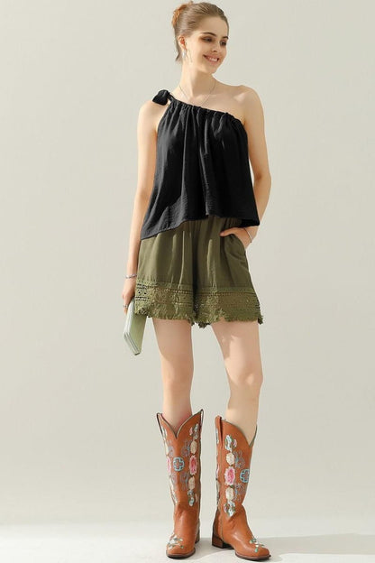 One Shoulder Tie Strap Top - Global Village Kailua Boutique