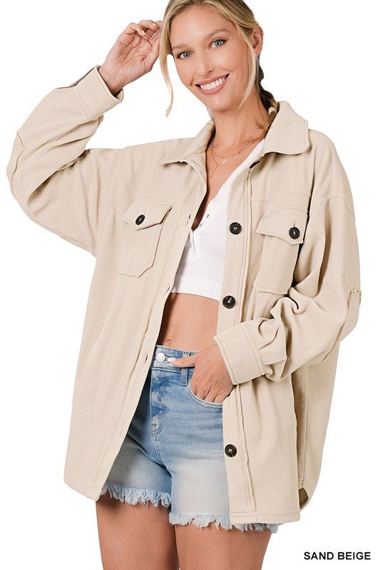 Oversized Basic Fleece Shacket - Global Village Kailua Boutique